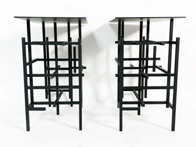 Pair of Steel Glass End or Console Table
