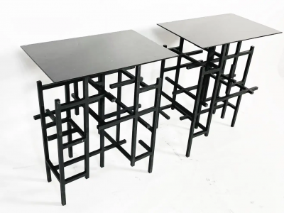Pair of Steel Glass End or Console Table