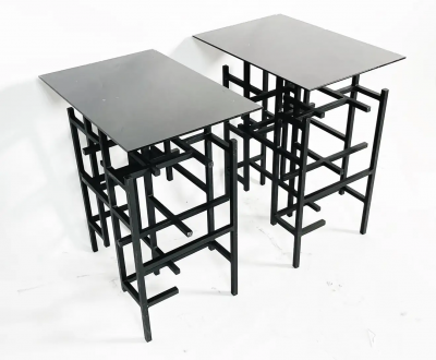 Pair of Steel Glass End or Console Table