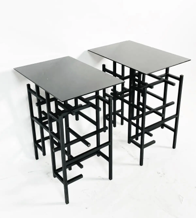 Pair of Steel Glass End or Console Table