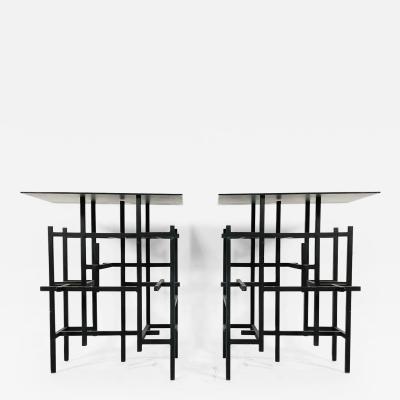Pair of Steel Glass End or Console Table