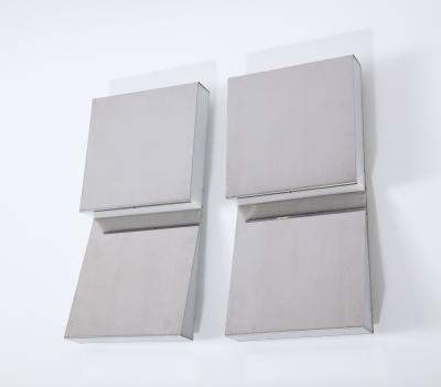 Pair of Steel Wall Lamps France c 1970