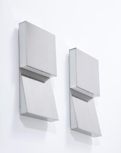 Pair of Steel Wall Lamps France c 1970