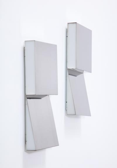 Pair of Steel Wall Lamps France c 1970