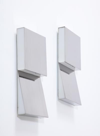 Pair of Steel Wall Lamps France c 1970