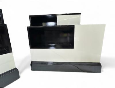 Pair of Stepped Art Deco Stands Lacquered in Ebony and Ivory