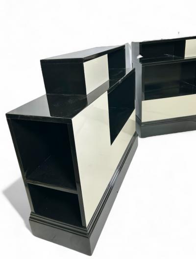 Pair of Stepped Art Deco Stands Lacquered in Ebony and Ivory