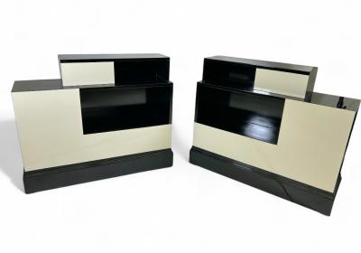 Pair of Stepped Art Deco Stands Lacquered in Ebony and Ivory