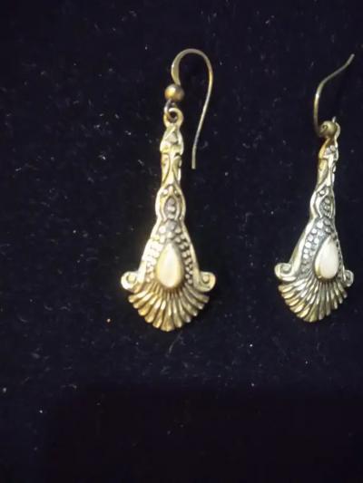 Pair of Sterling Silver and Marcasite Art Nouveau Style Earrings