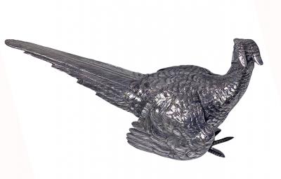 Pair of Sterling Silver table models of Pheasants 1926