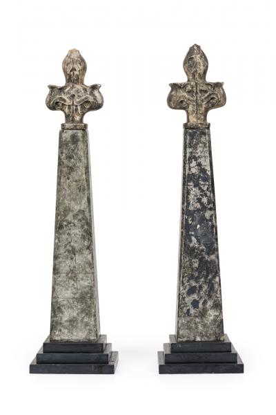 Pair of Stone and Obelisk Architectural Elements