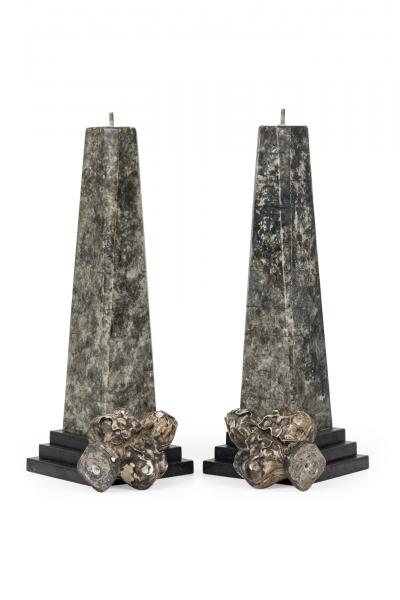 Pair of Stone and Obelisk Architectural Elements