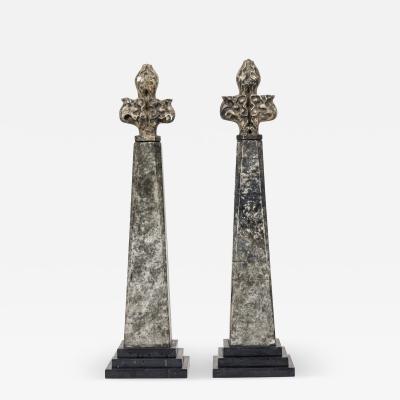 Pair of Stone and Obelisk Architectural Elements