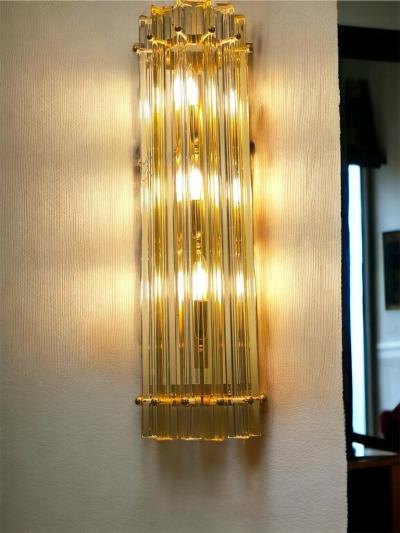 Pair of Striking Contemporary Crystal Prism Wall Sconces