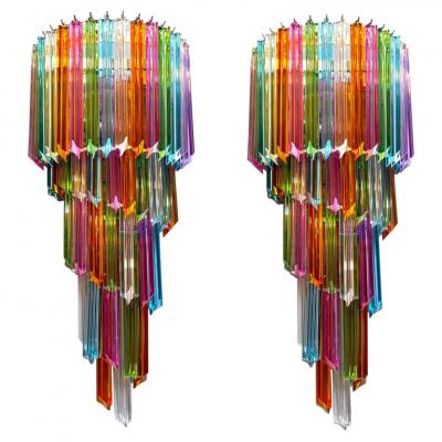 Pair of Striking Multicolor Contemporary Crystal Prism Wall Sconces Vortigo