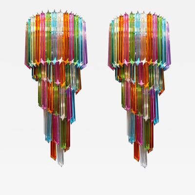 Pair of Striking Multicolor Contemporary Crystal Prism Wall Sconces Vortigo