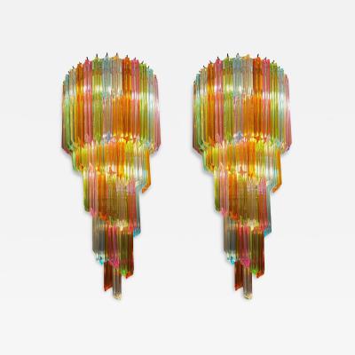 Pair of Striking Multicolor Contemporary Crystal Prism Wall Sconces Vortigo