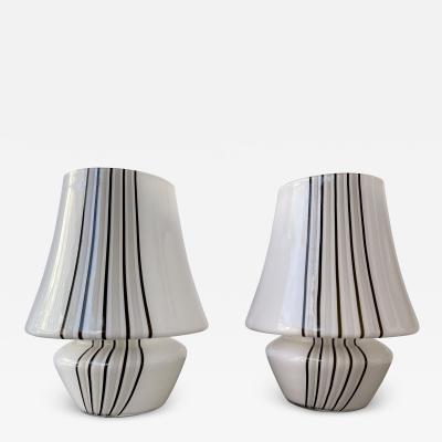 Pair of Stripe Murano Glass Lamps Italy 1970s