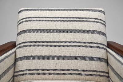 Pair of Striped Armchairs with Wooden Frame Europe 20th Century