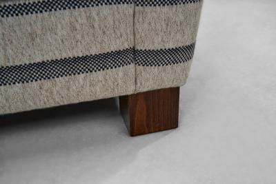 Pair of Striped Armchairs with Wooden Frame Europe 20th Century