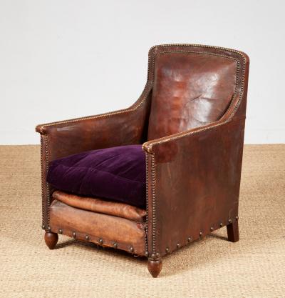 Pair of Studded Leather Club Chairs