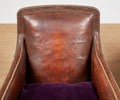 Pair of Studded Leather Club Chairs