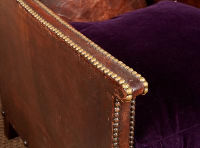 Pair of Studded Leather Club Chairs