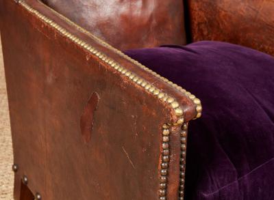 Pair of Studded Leather Club Chairs