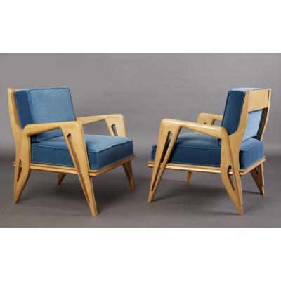 Pair of Stunning Armchairs att to Campo Graffi Italy 1950s