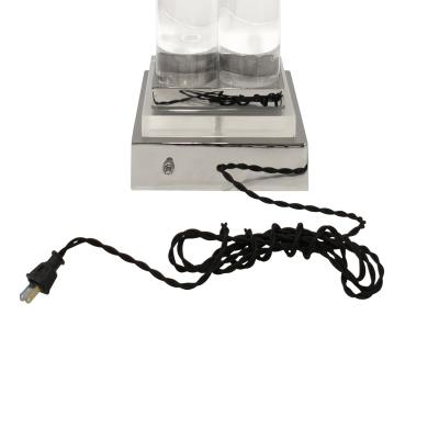 Pair of Stunning Lucite Column Table Lamps on Nickel Bases 1970s