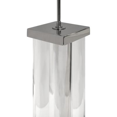 Pair of Stunning Lucite Column Table Lamps on Nickel Bases 1970s