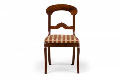Pair of Style Beige Pink Striped Upholstered Wooden Dining Side Chairs