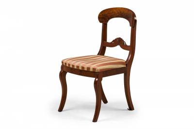 Pair of Style Beige Pink Striped Upholstered Wooden Dining Side Chairs