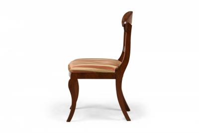 Pair of Style Beige Pink Striped Upholstered Wooden Dining Side Chairs