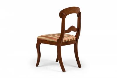 Pair of Style Beige Pink Striped Upholstered Wooden Dining Side Chairs