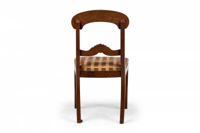 Pair of Style Beige Pink Striped Upholstered Wooden Dining Side Chairs