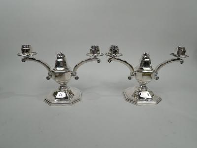 Pair of Super Stylish Art Deco Classical Silver 2 Light Candelabra