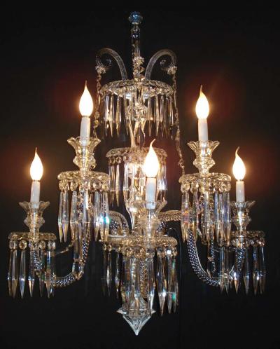 Pair of Superb French Baccarat Crystal Five Light Sconces
