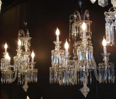 Pair of Superb French Baccarat Crystal Five Light Sconces
