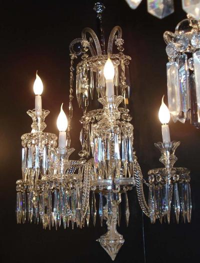 Pair of Superb French Baccarat Crystal Five Light Sconces