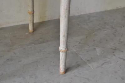 Pair of Swedish 1840s Light Gray Painted Side Tables with Distressed Finish