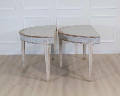 Pair of Swedish 19th Century Gustavian Style Demi Lune Tables