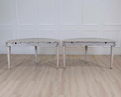 Pair of Swedish 19th Century Gustavian Style Demi Lune Tables