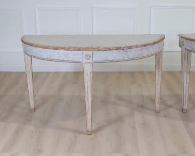 Pair of Swedish 19th Century Gustavian Style Demi Lune Tables