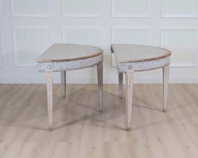 Pair of Swedish 19th Century Gustavian Style Demi Lune Tables