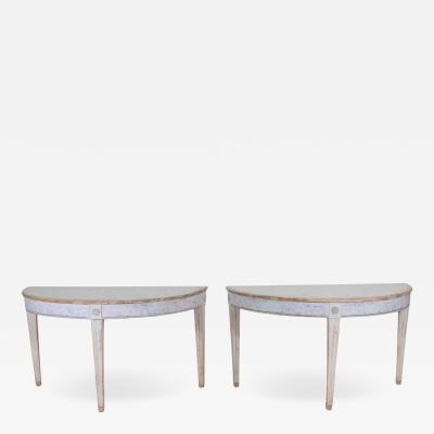 Pair of Swedish 19th Century Gustavian Style Demi Lune Tables