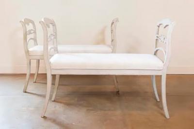 Pair of Swedish 19th Century Painted Wood Window Benches