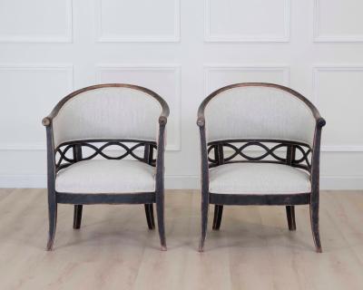 Pair of Swedish 20th Century Barrel Back Armchairs