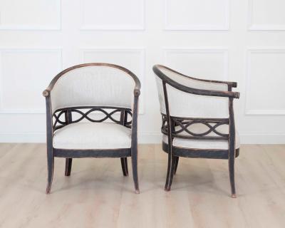 Pair of Swedish 20th Century Barrel Back Armchairs