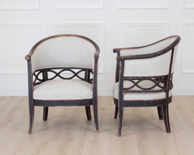 Pair of Swedish 20th Century Barrel Back Armchairs